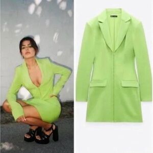 Zara Lime Green Blazer Dress